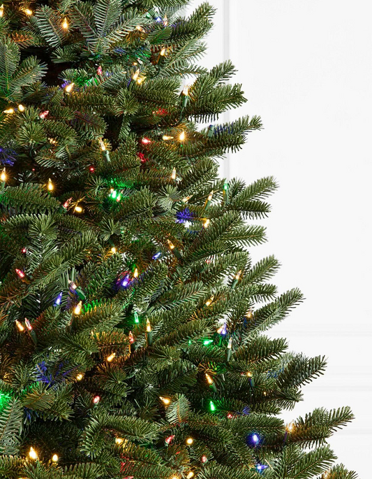 ÁRVORE DE NATAL 2,10 COM GALHOS ARTICULADOS, SUPORTE METÁLICO E MICRO LEDS COLORIDOS EMBUTIDOS